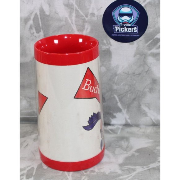 Vintage 70s USA Made Thermo-Serv Budweiser Bud Man Carrying Budweiser Beer Mug S - Picture 2 of 5
